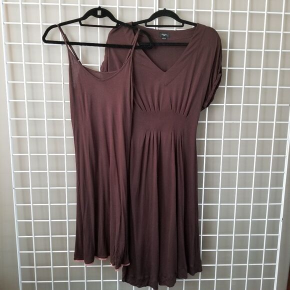 Anthropologie deletta 2 Piece Back Porch Lightweight Brown Rayon Modal Dress - Picture 4 of 7